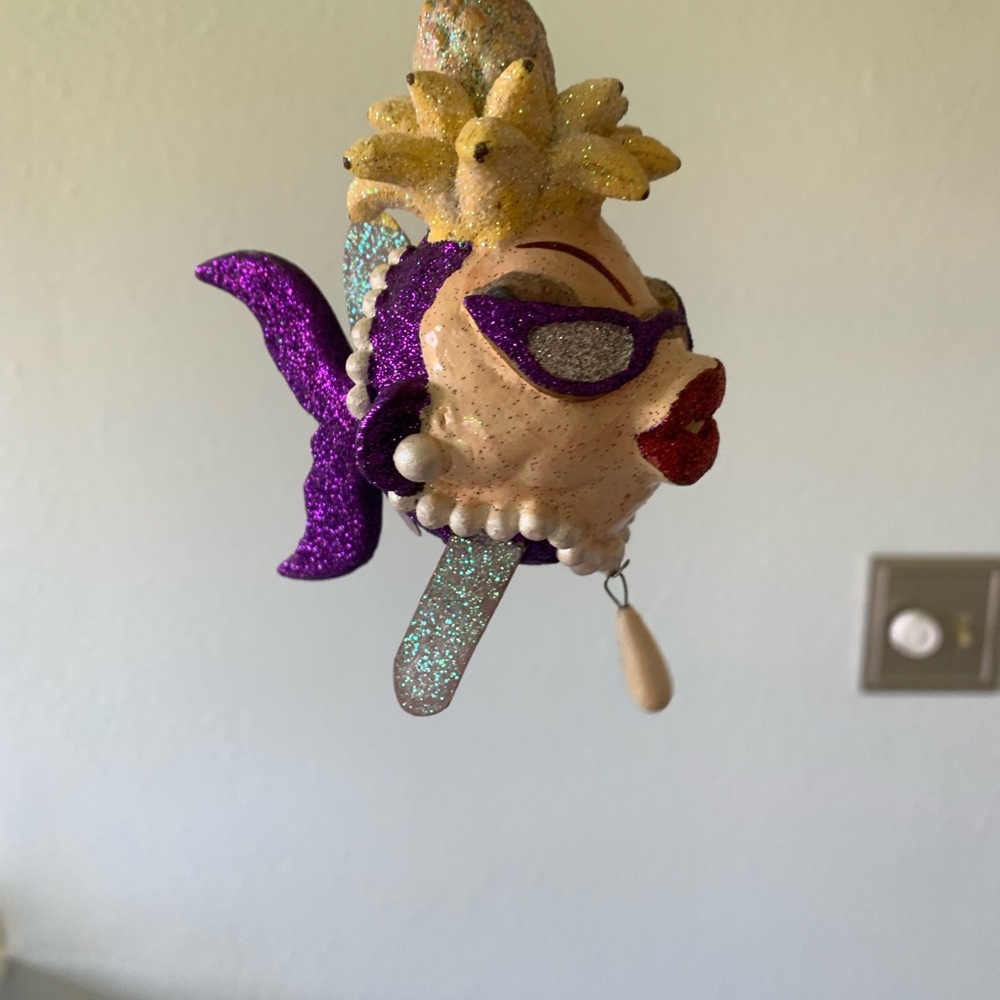 Katherine’s Collection Colorful Kissing Fish Ornament with Glitter Accents